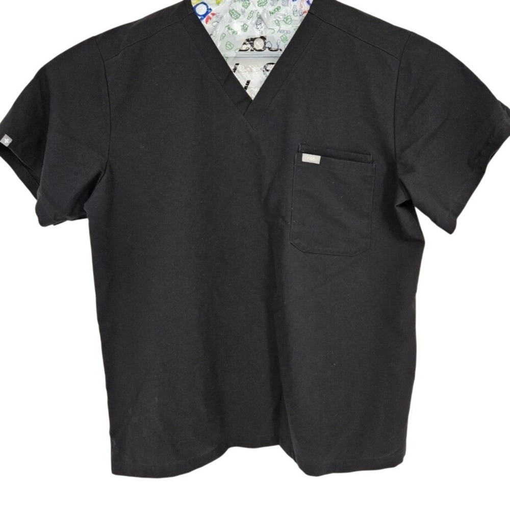 Figs Leon Black V-Neck One Pocket Scrub Top Mens extra large 1000199